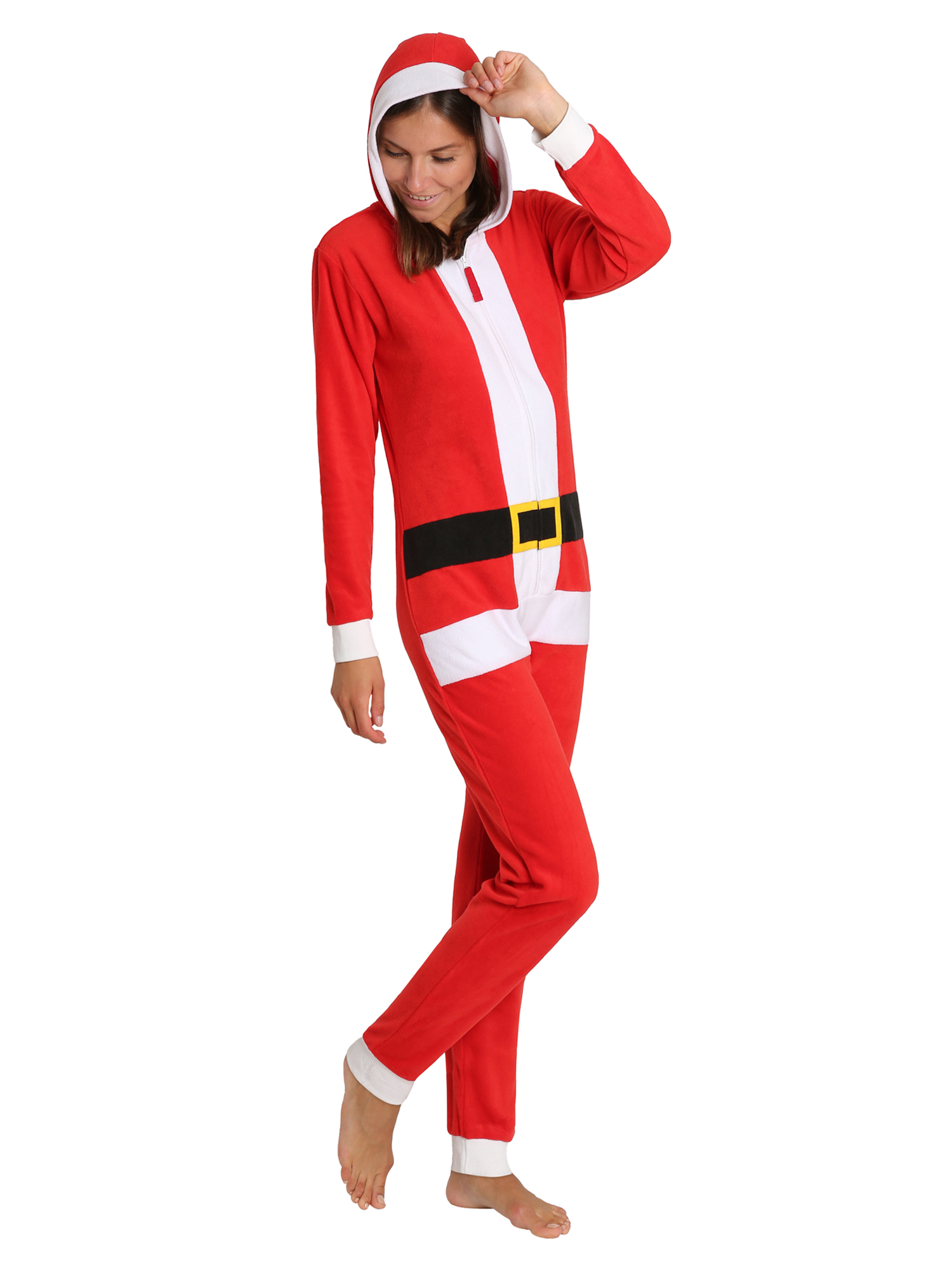 Blis Womens Adult Onesie Fleece with Hood Zipper Pajama Classic Buffalo Check 1X